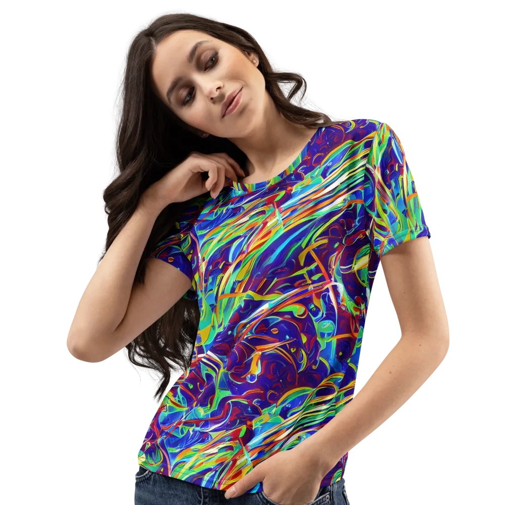 Limefire Currents on Women's Crew Neck T-Shirt — Left Front