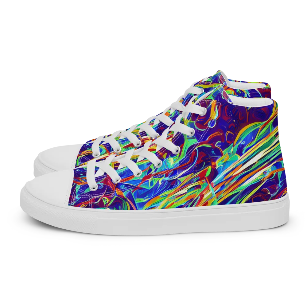Limefire Currents on Women's High Top Canvas Shoes — Left