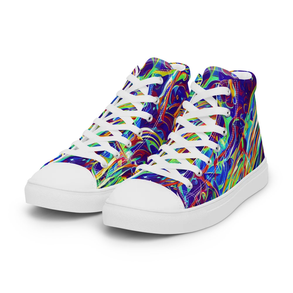 Limefire Currents on Women's High Top Canvas Shoes — Left Front