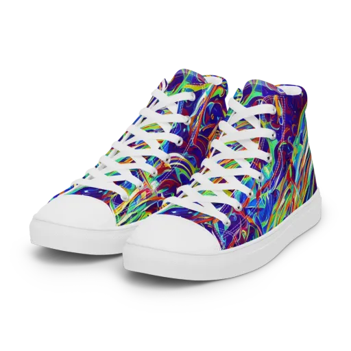 Limefire Currents on a Women's High Top Canvas Shoes