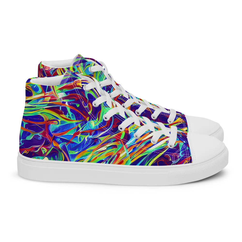 Limefire Currents on Women's High Top Canvas Shoes — Right