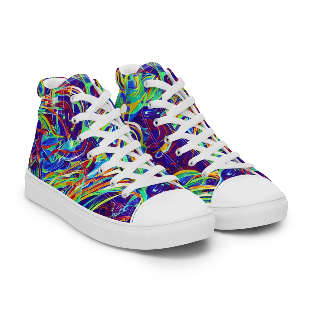 Limefire Currents on Women's High Top Canvas Shoes — Right Front