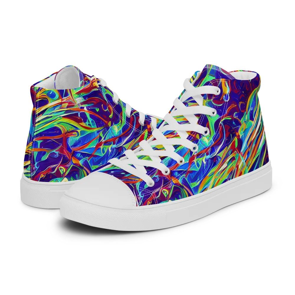 Limefire Currents on Women's High Top Canvas Shoes — Left