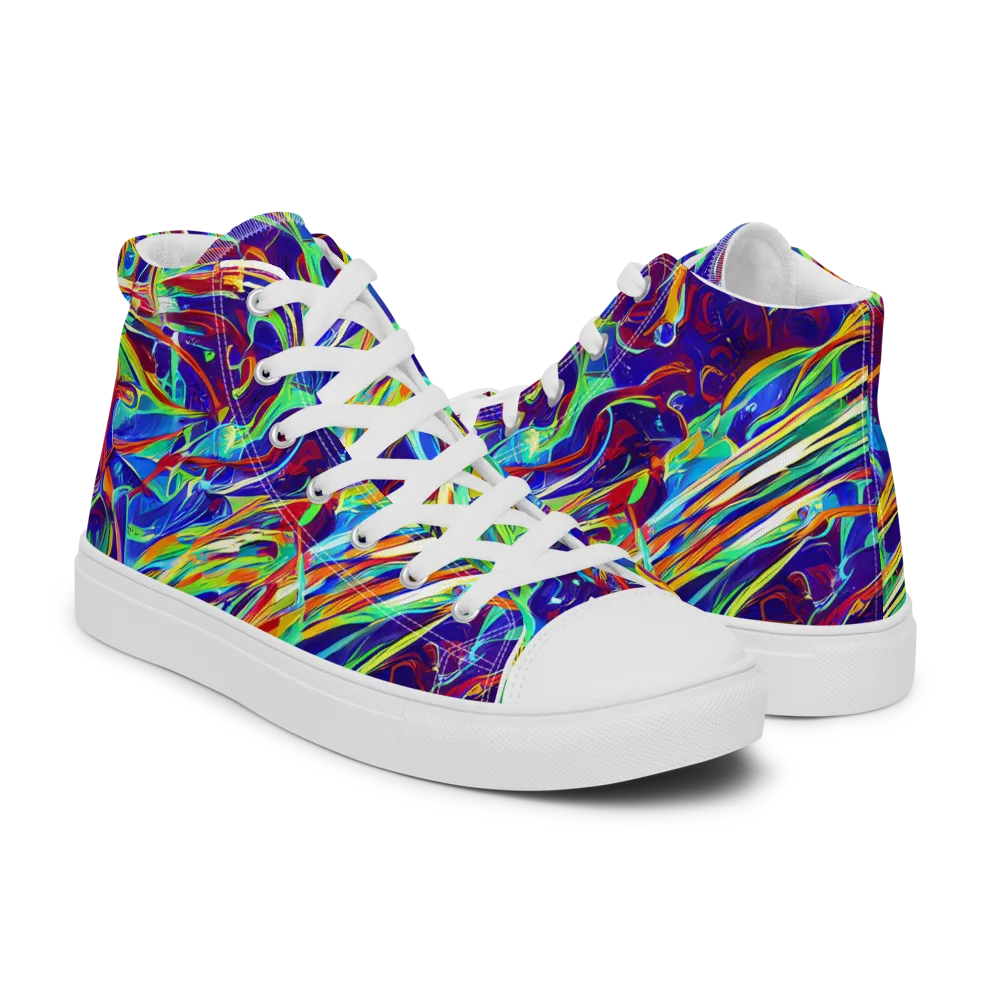 Limefire Currents on Women's High Top Canvas Shoes — Right