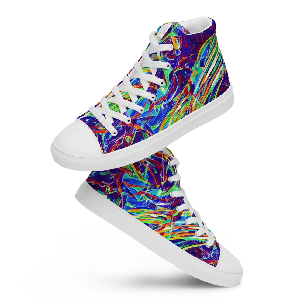 Limefire Currents on Women's High Top Canvas Shoes — Front