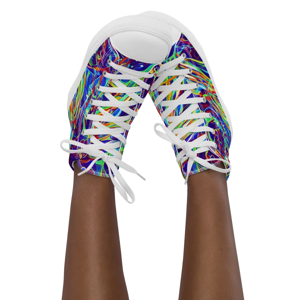 Limefire Currents on Women's High Top Canvas Shoes — Front