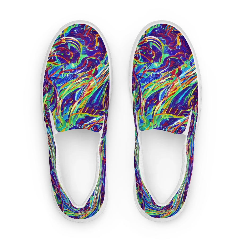 Limefire Currents on Men's Slip-On Canvas Shoes — Front
