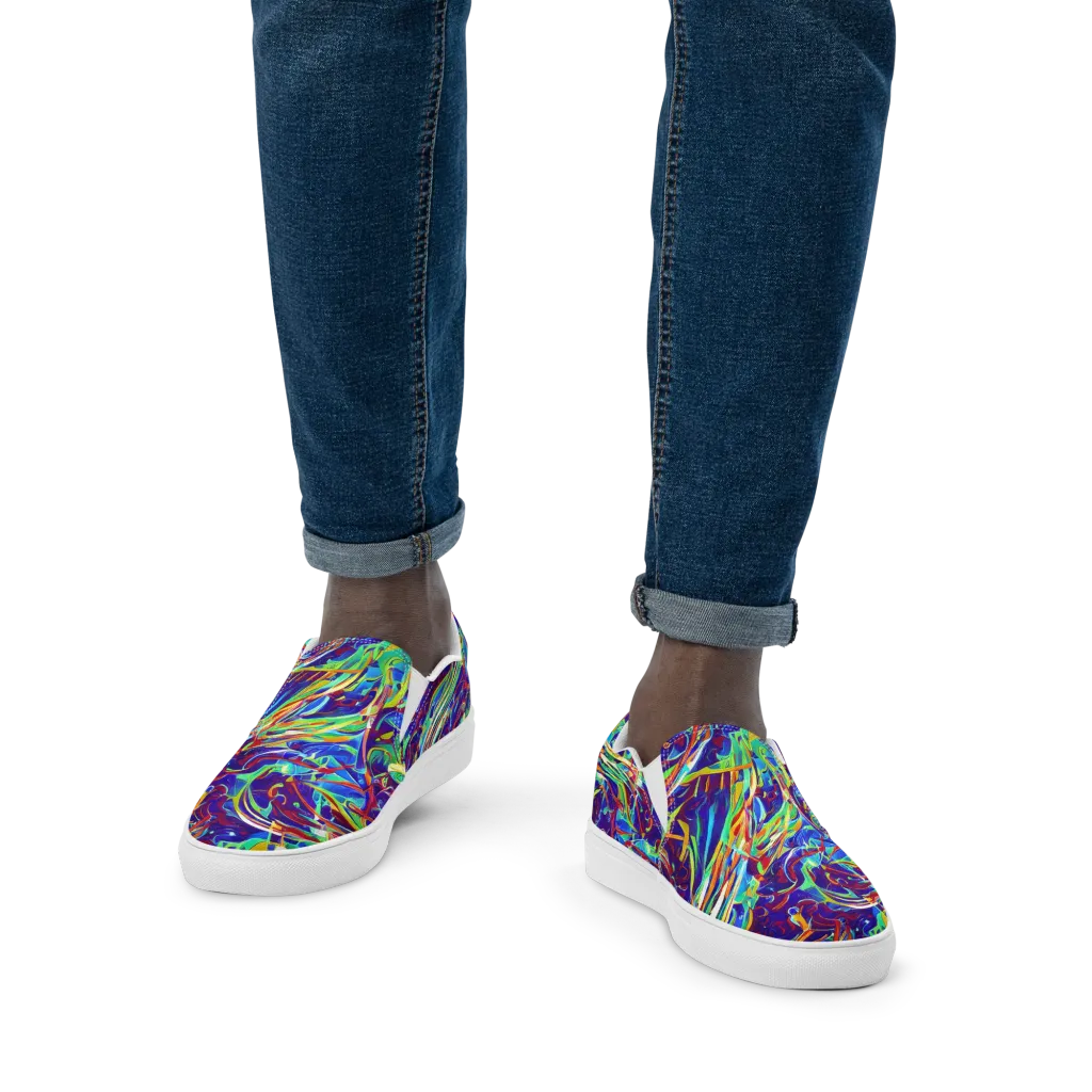 Limefire Currents on Men's Slip-On Canvas Shoes — Front
