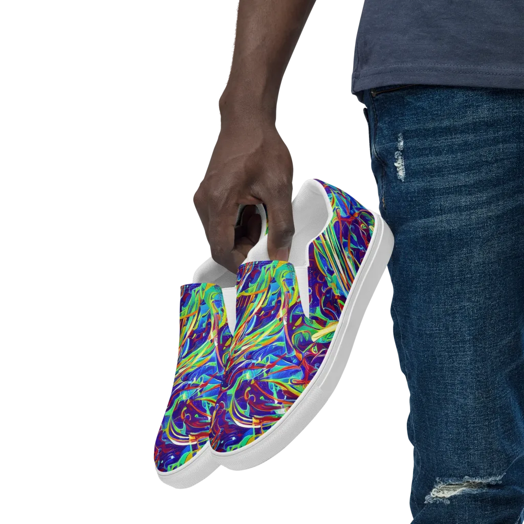 Limefire Currents on Men's Slip-On Canvas Shoes — Left Front