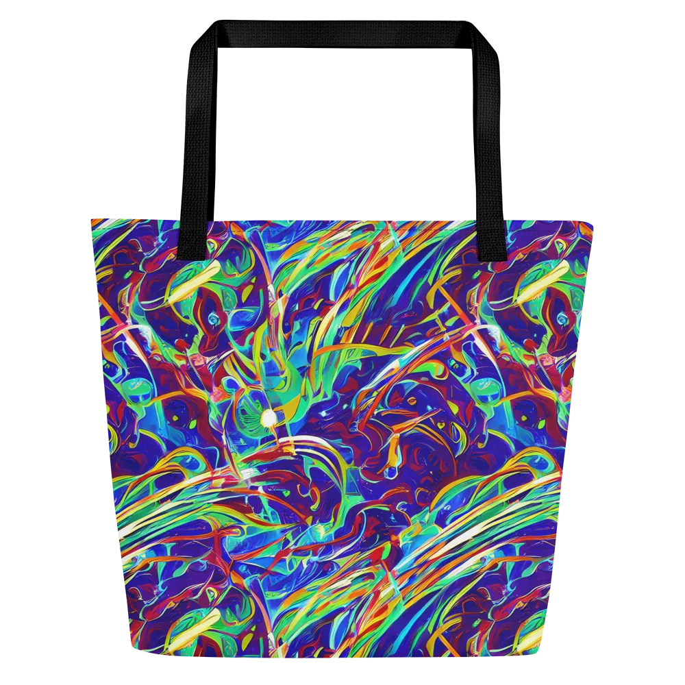 Limefire Currents on Large Tote Bag W/ Pocket — Front