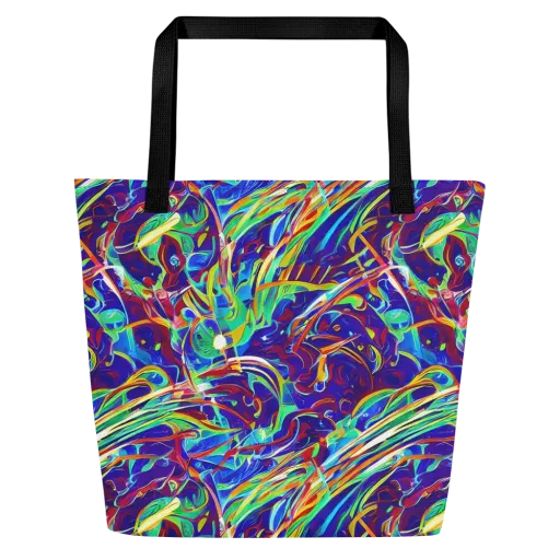 Limefire Currents on a Large Tote Bag W/ Pocket