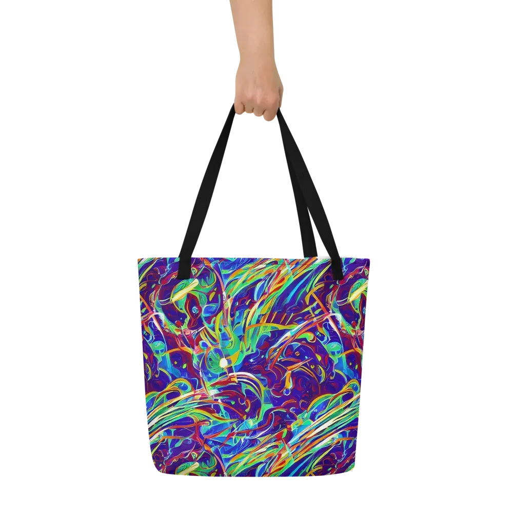 Limefire Currents on Large Tote Bag W/ Pocket — Front
