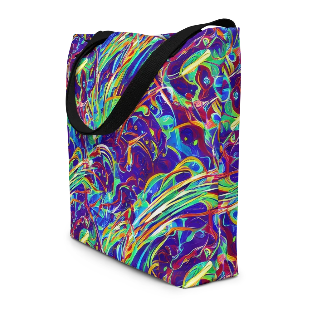 Limefire Currents on Large Tote Bag W/ Pocket — Front