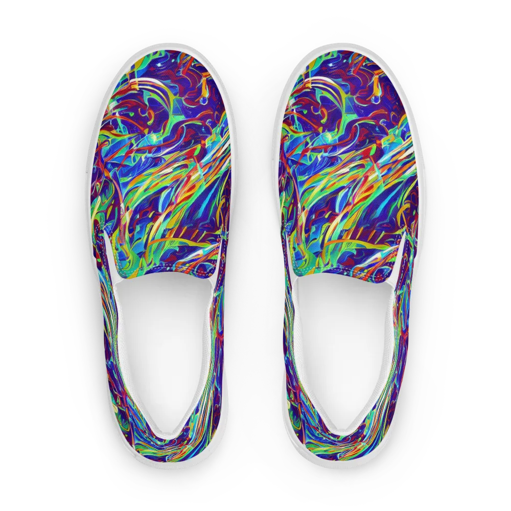 Limefire Currents on Women's Slip-On Canvas Shoes — Front
