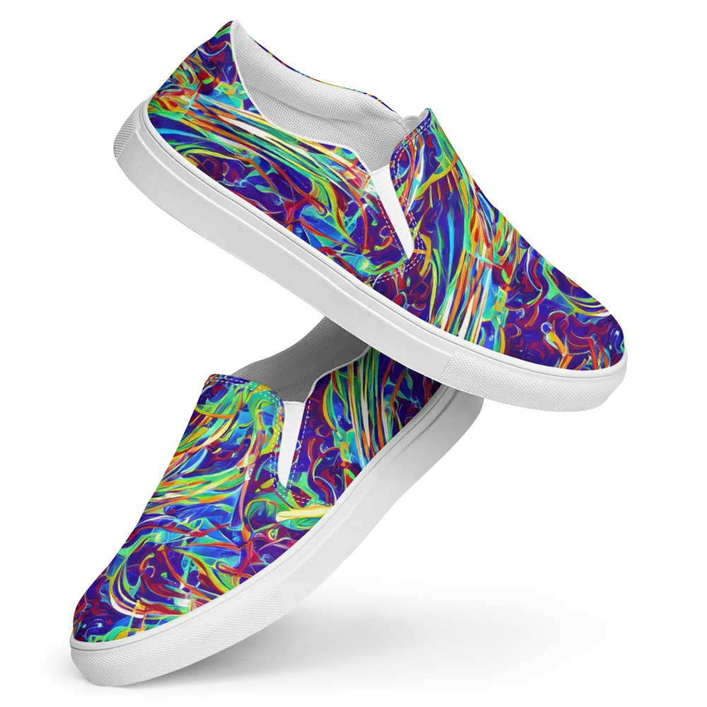 Limefire Currents on Women's Slip-On Canvas Shoes — Front