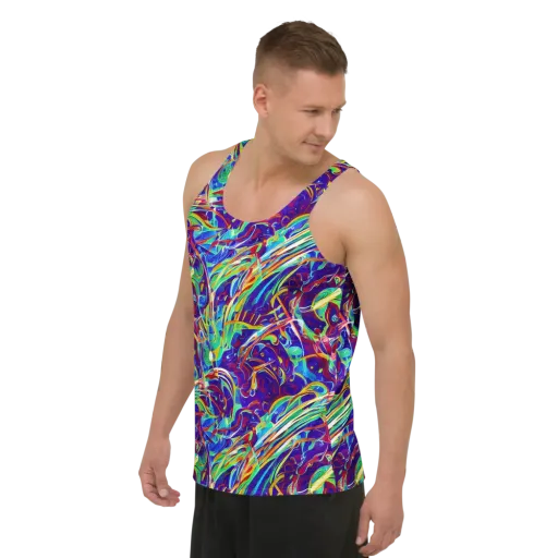 Limefire Currents on a Men's Tank Top