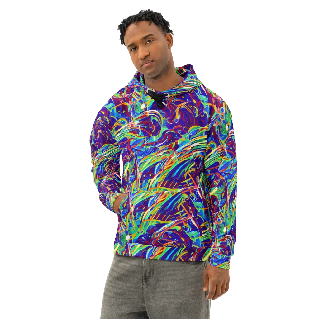 Limefire Currents on Cotton Hoodie — Left Front