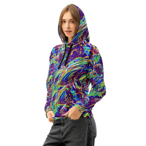 Limefire Currents on a Cotton Hoodie