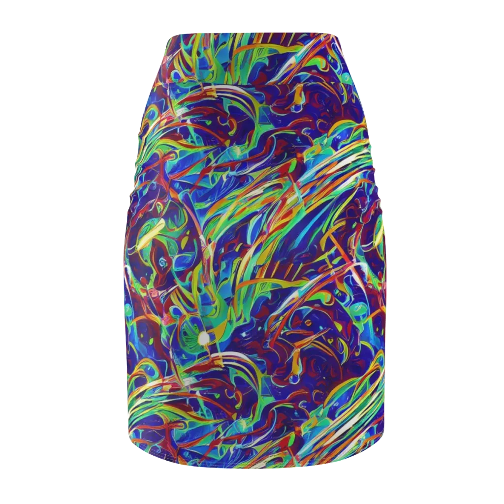 Limefire Currents on Pencil Skirt — Back