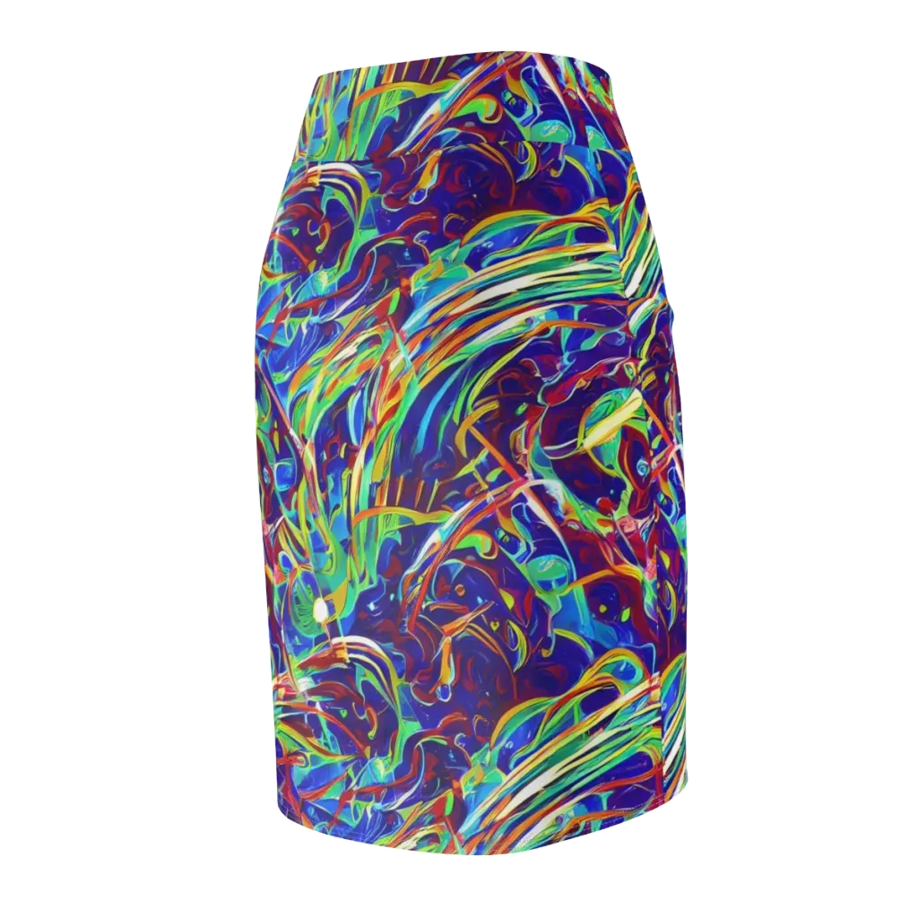 Limefire Currents on Pencil Skirt — Back Side