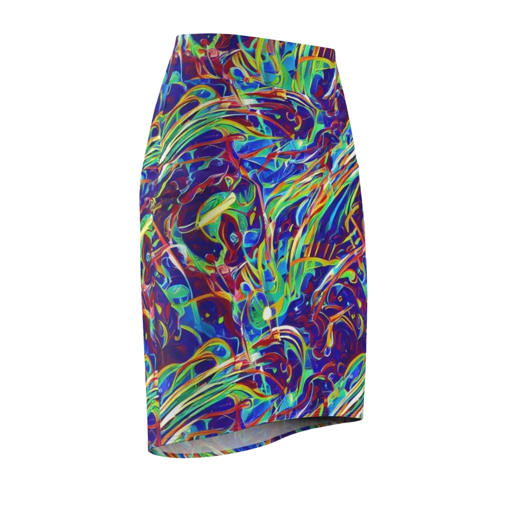 Limefire Currents on Pencil Skirt — Front Side