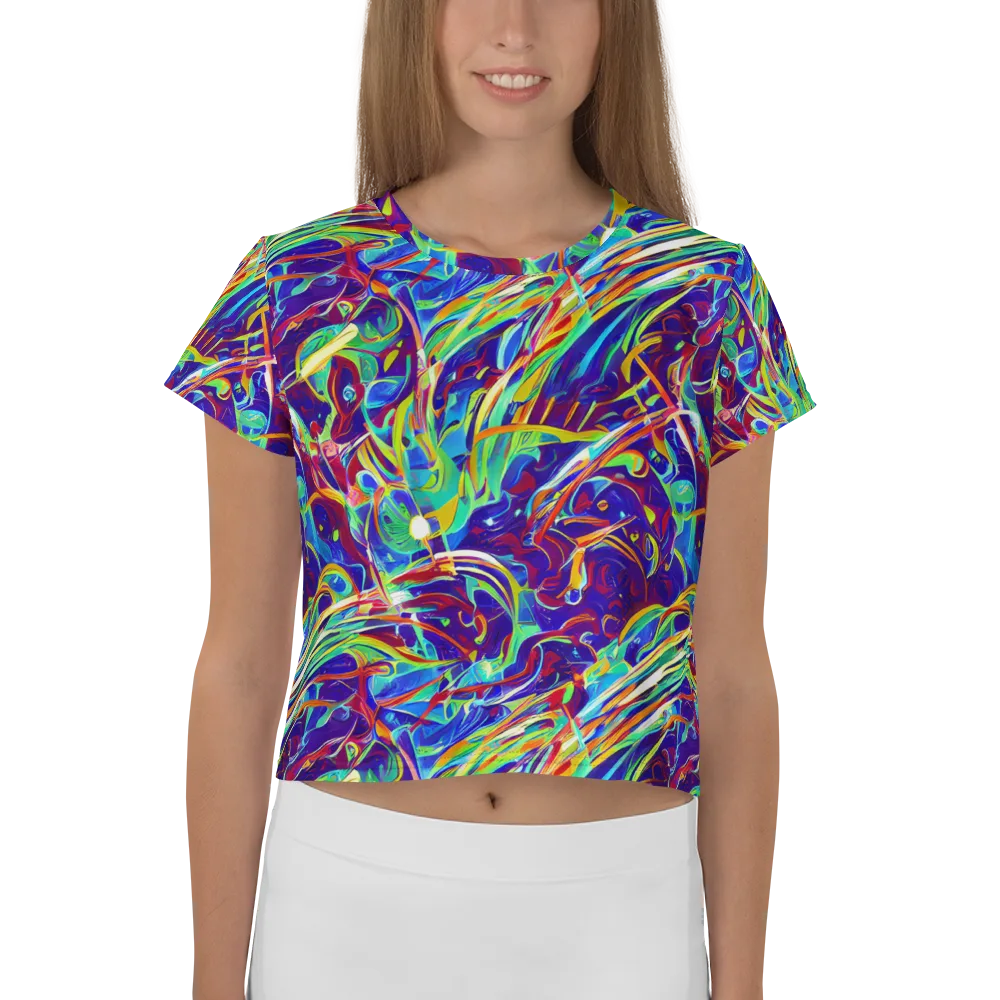 Limefire Currents on Crop Tee — Front