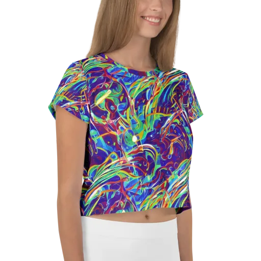 Limefire Currents on a Crop Tee
