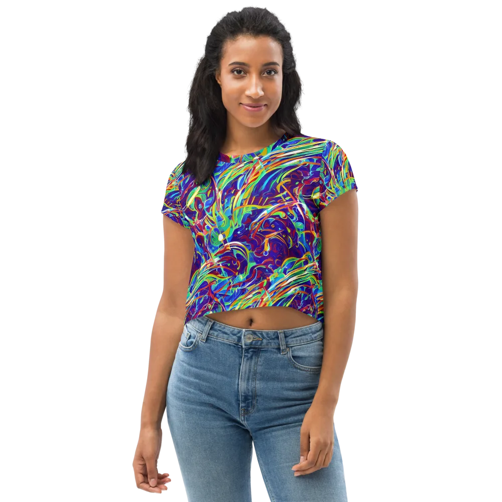 Limefire Currents on Crop Tee — Front