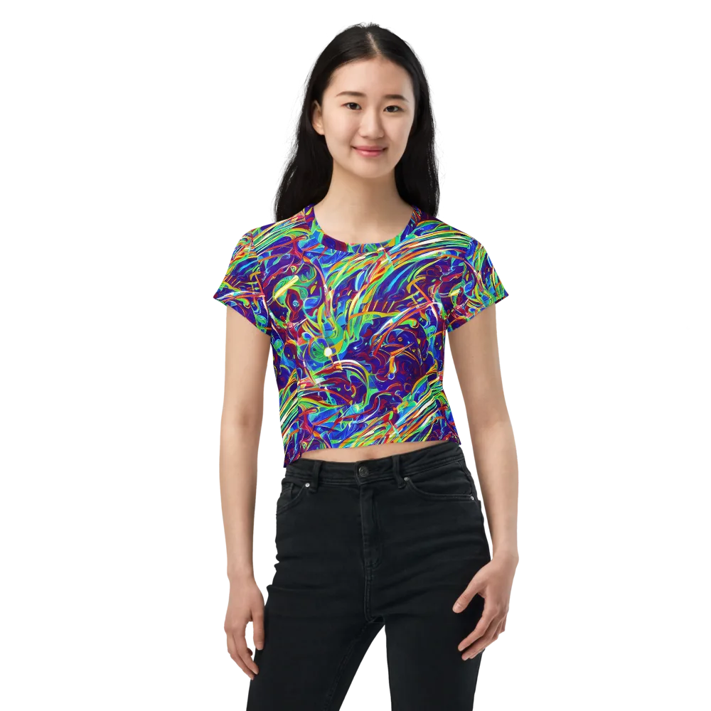 Limefire Currents on Crop Tee — Front