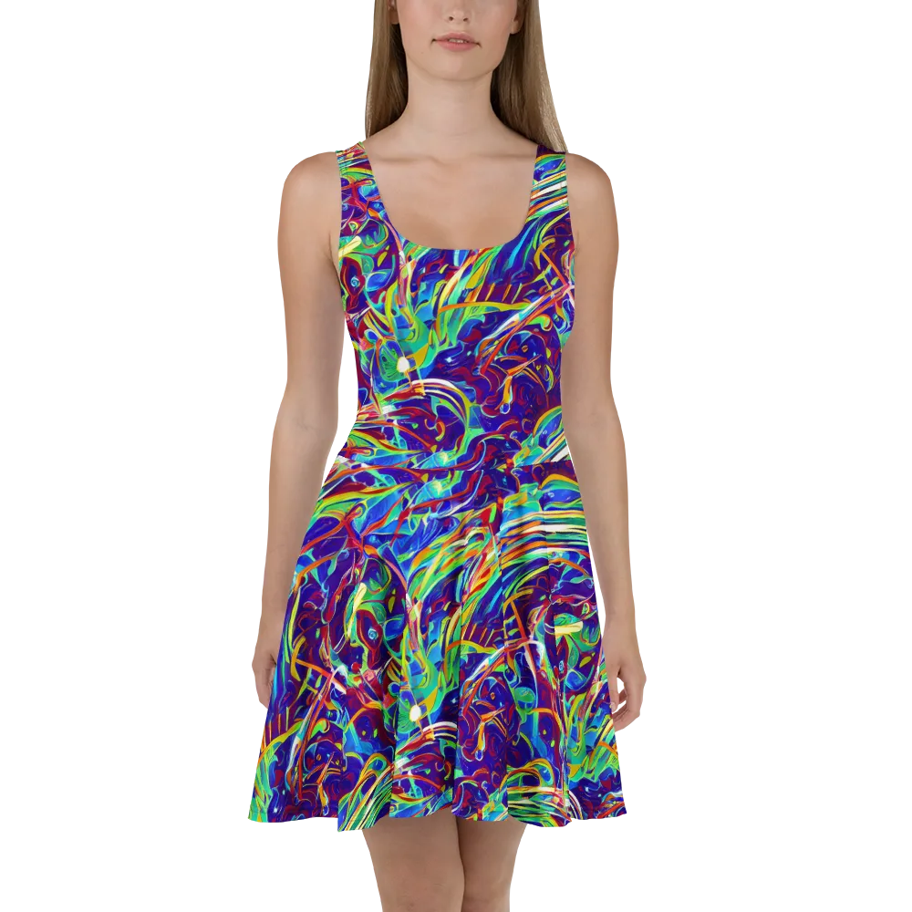 Limefire Currents on Skater Dress — Front