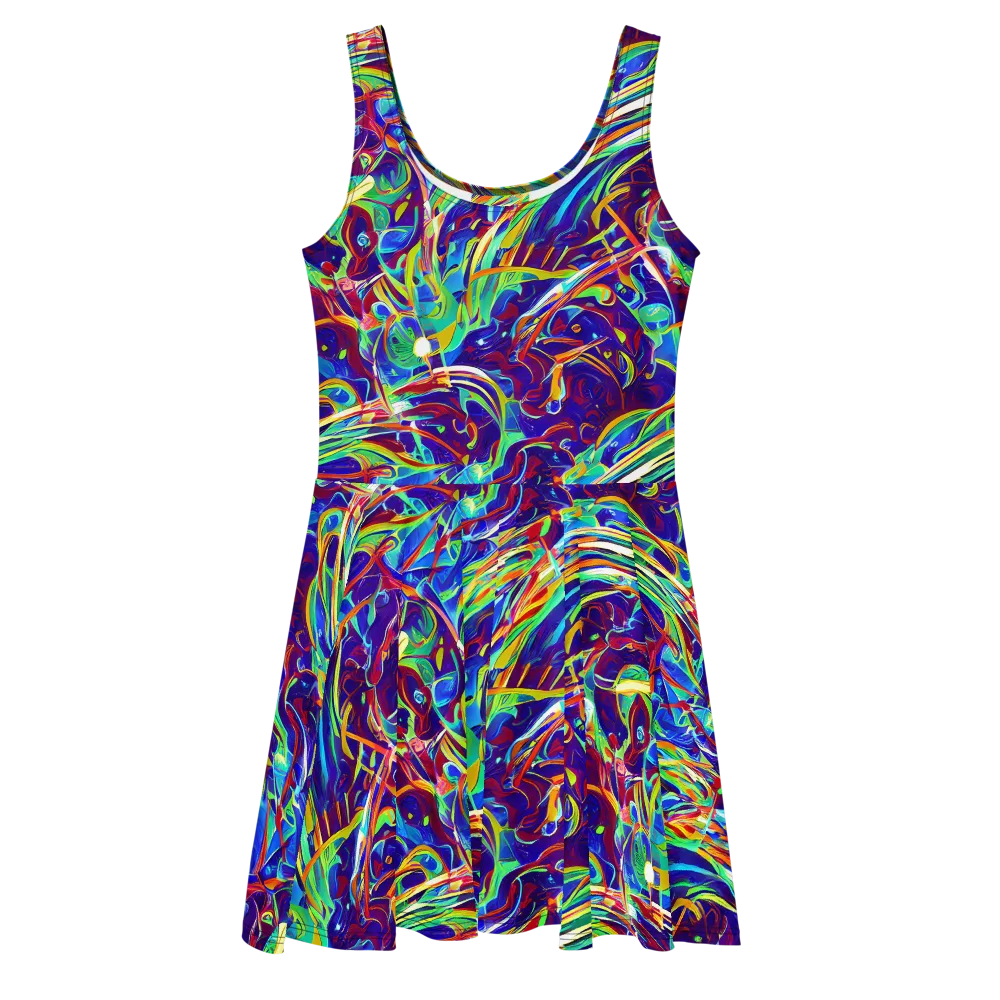 Limefire Currents on Skater Dress — Front