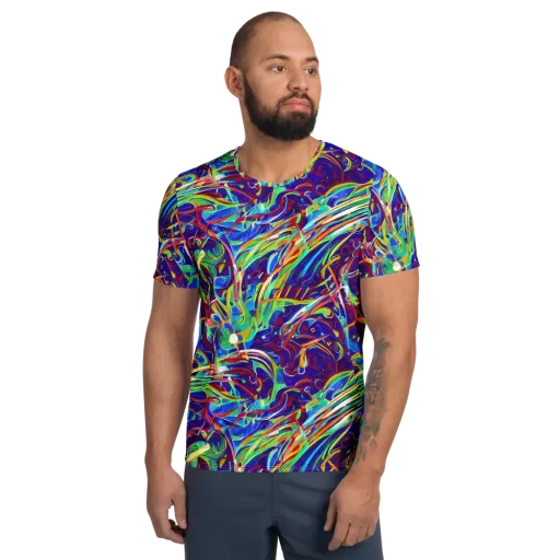 Limefire Currents on a Men's Athletic T-Shirt