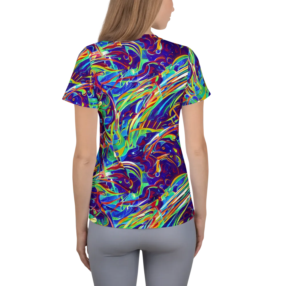 Limefire Currents on Women's Athletic T-Shirt — Back
