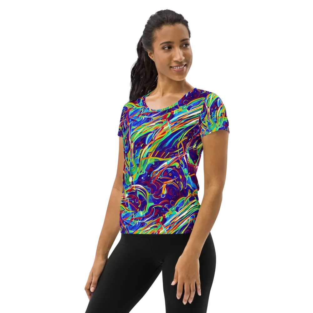 Limefire Currents on Women's Athletic T-Shirt — Left