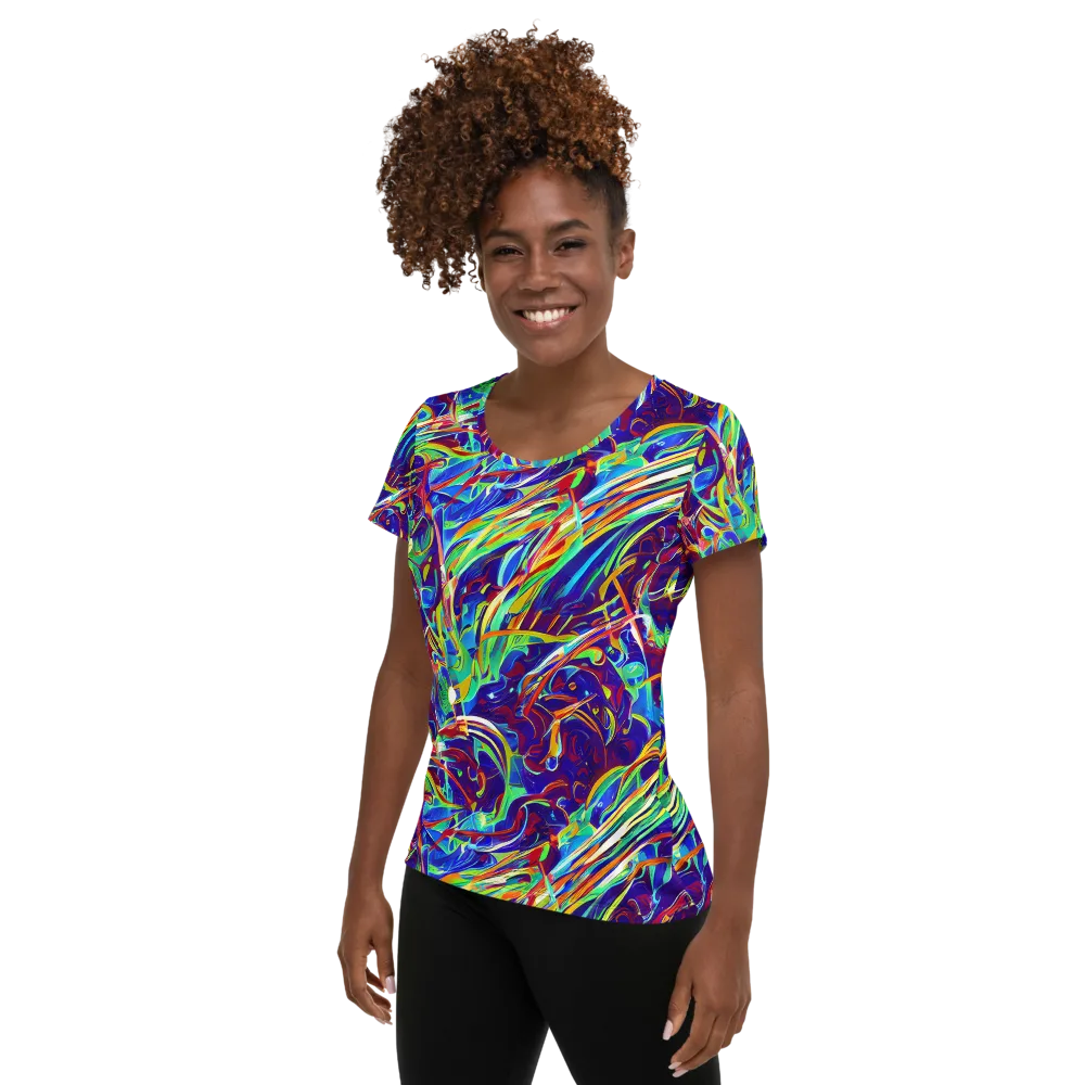 Limefire Currents on Women's Athletic T-Shirt — Left