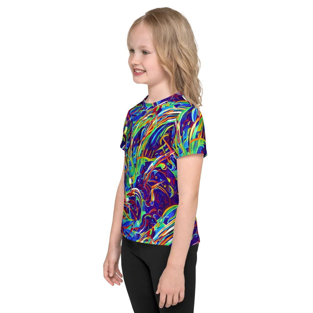 Limefire Currents on Kids Crew Neck T-Shirt — Left