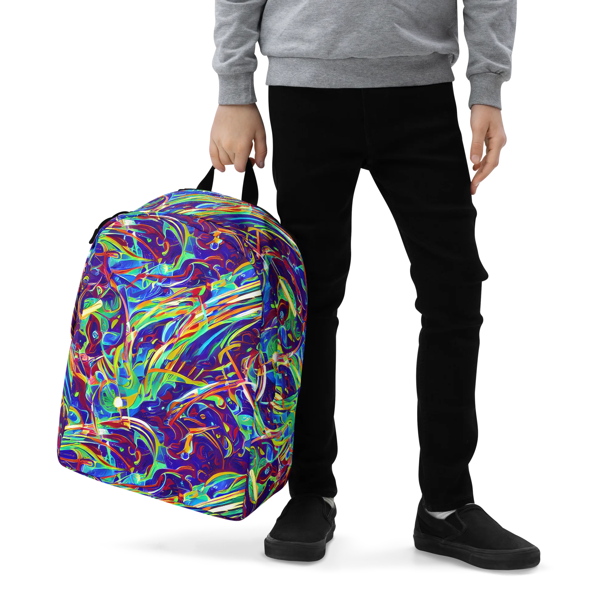 Limefire Currents on Minimalist Backpack — Zoomed-in