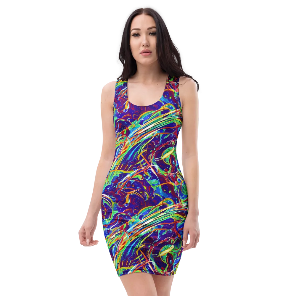 Limefire Currents on Bodycon Dress — Front