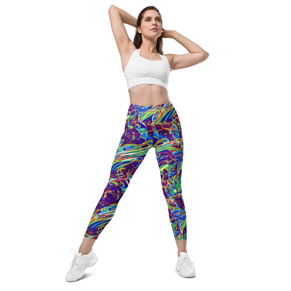 Limefire Currents on Leggings with Pockets — Front