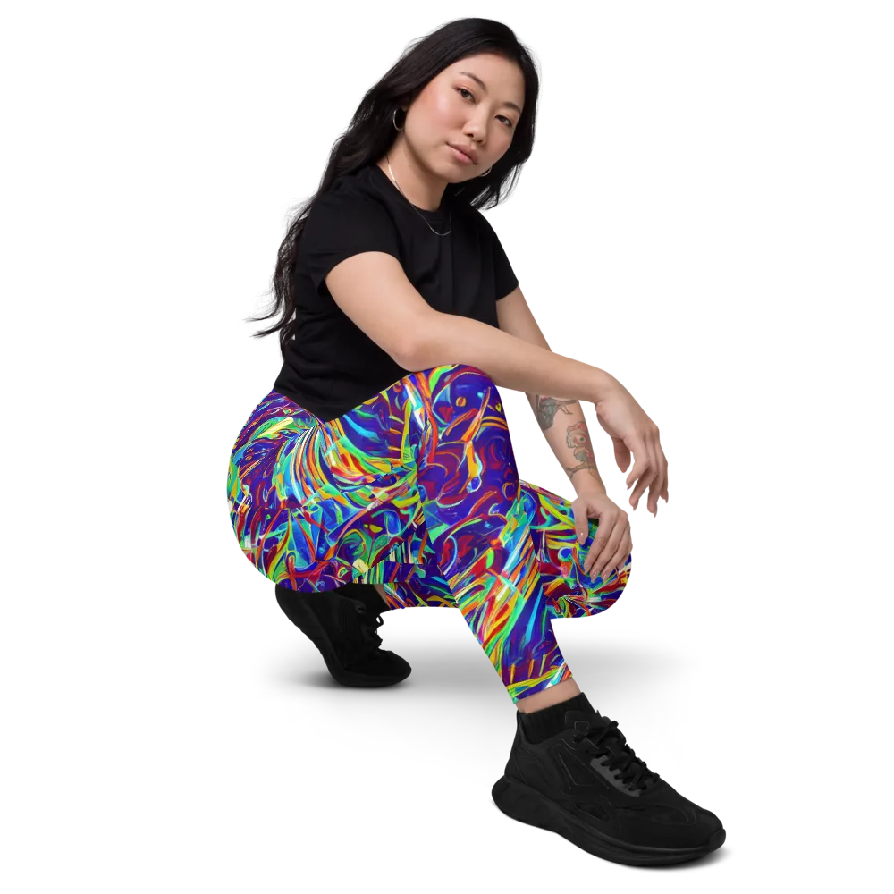 Limefire Currents on Leggings with Pockets — Right Front