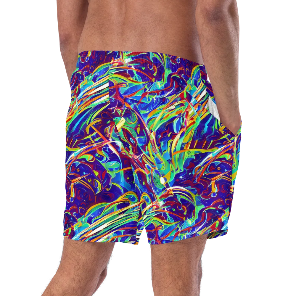 Limefire Currents on Swim Trunks — Right Back