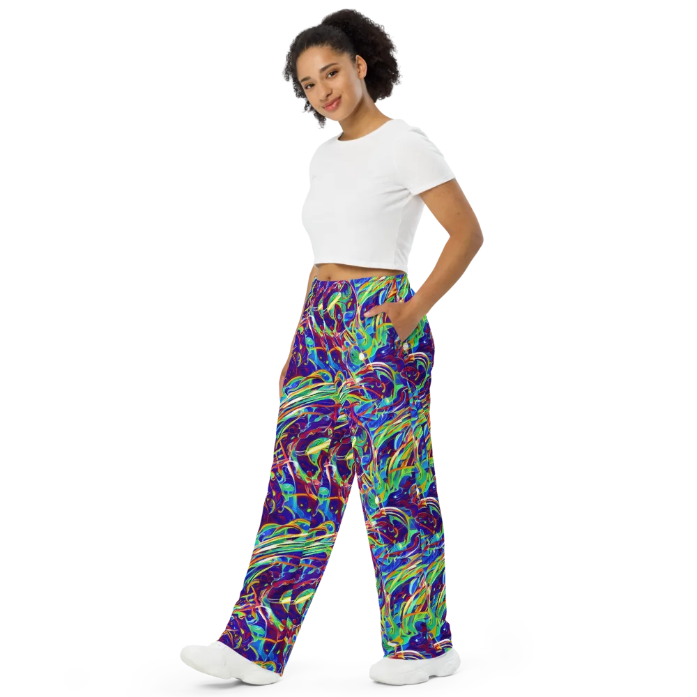 Limefire Currents on Wide-Leg Pants — Left Front