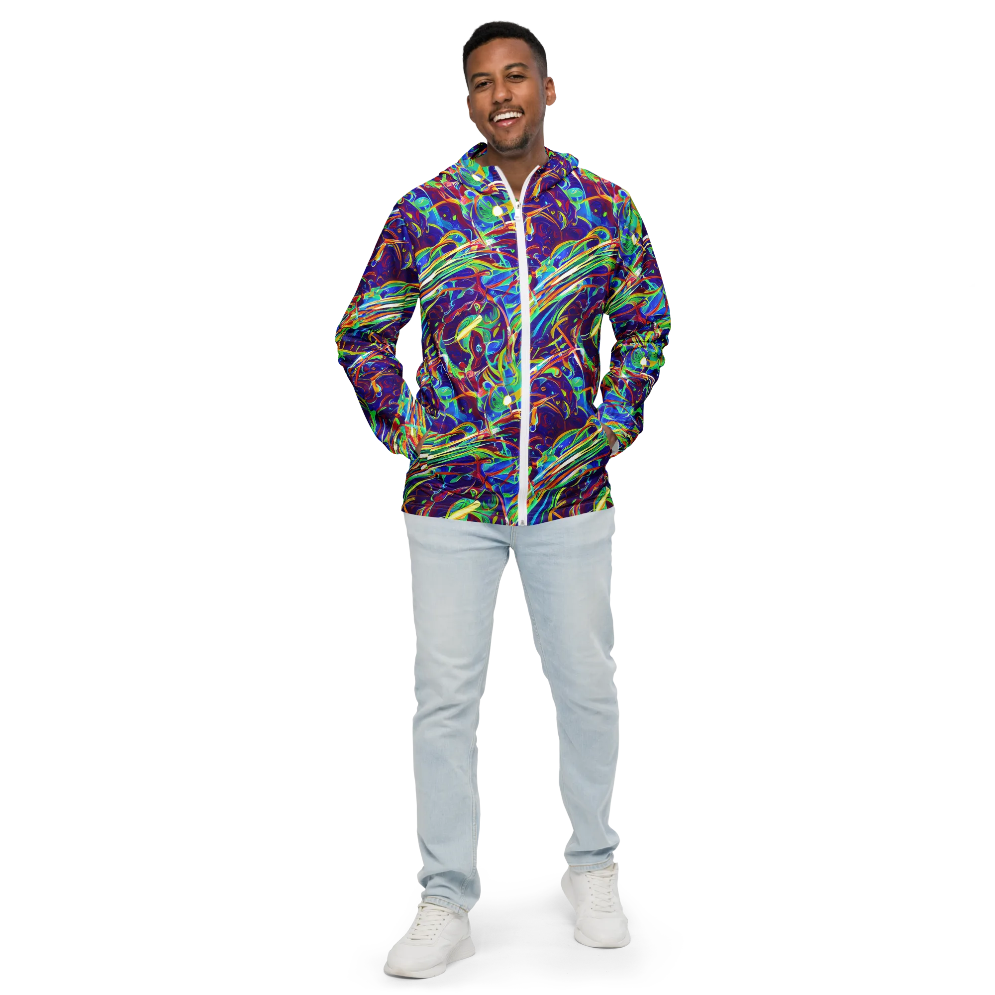 Limefire Currents on Men's Windbreaker — Front