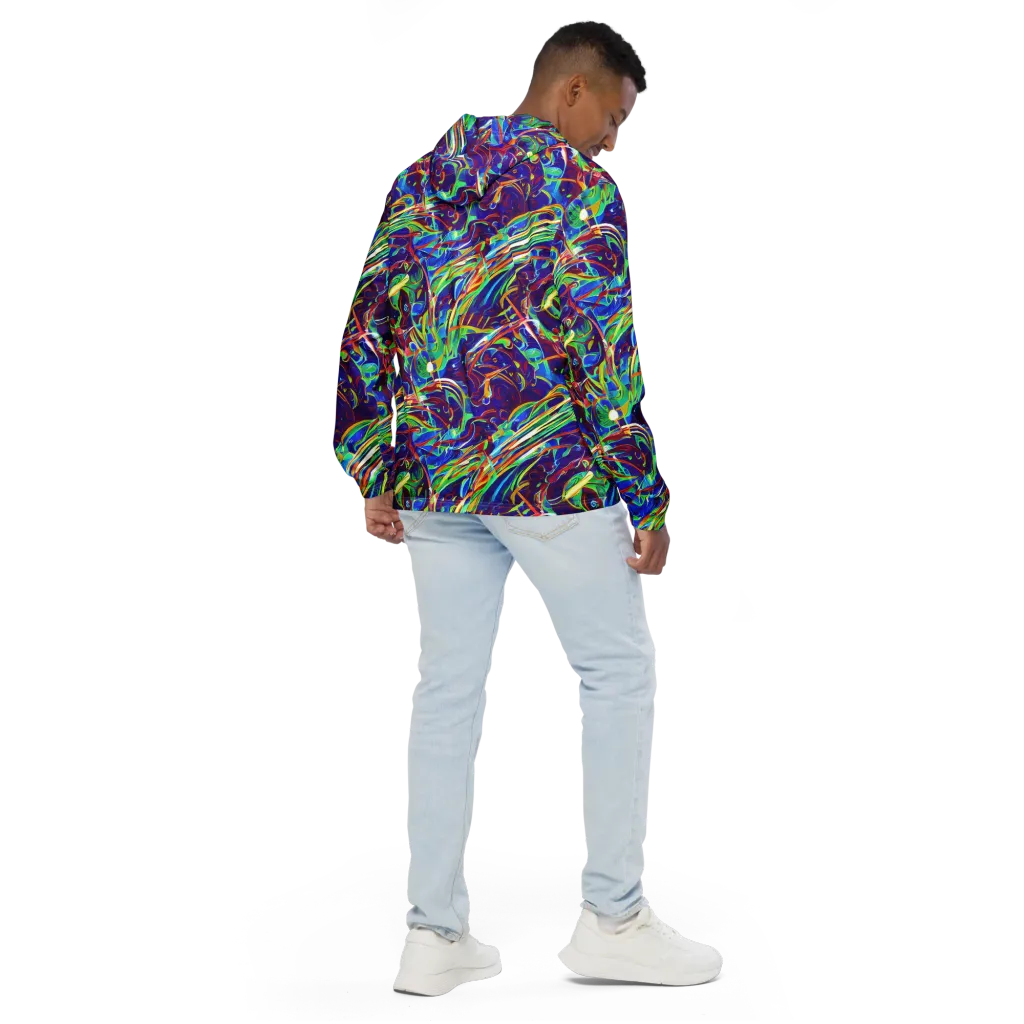 Limefire Currents on Men's Windbreaker — Back