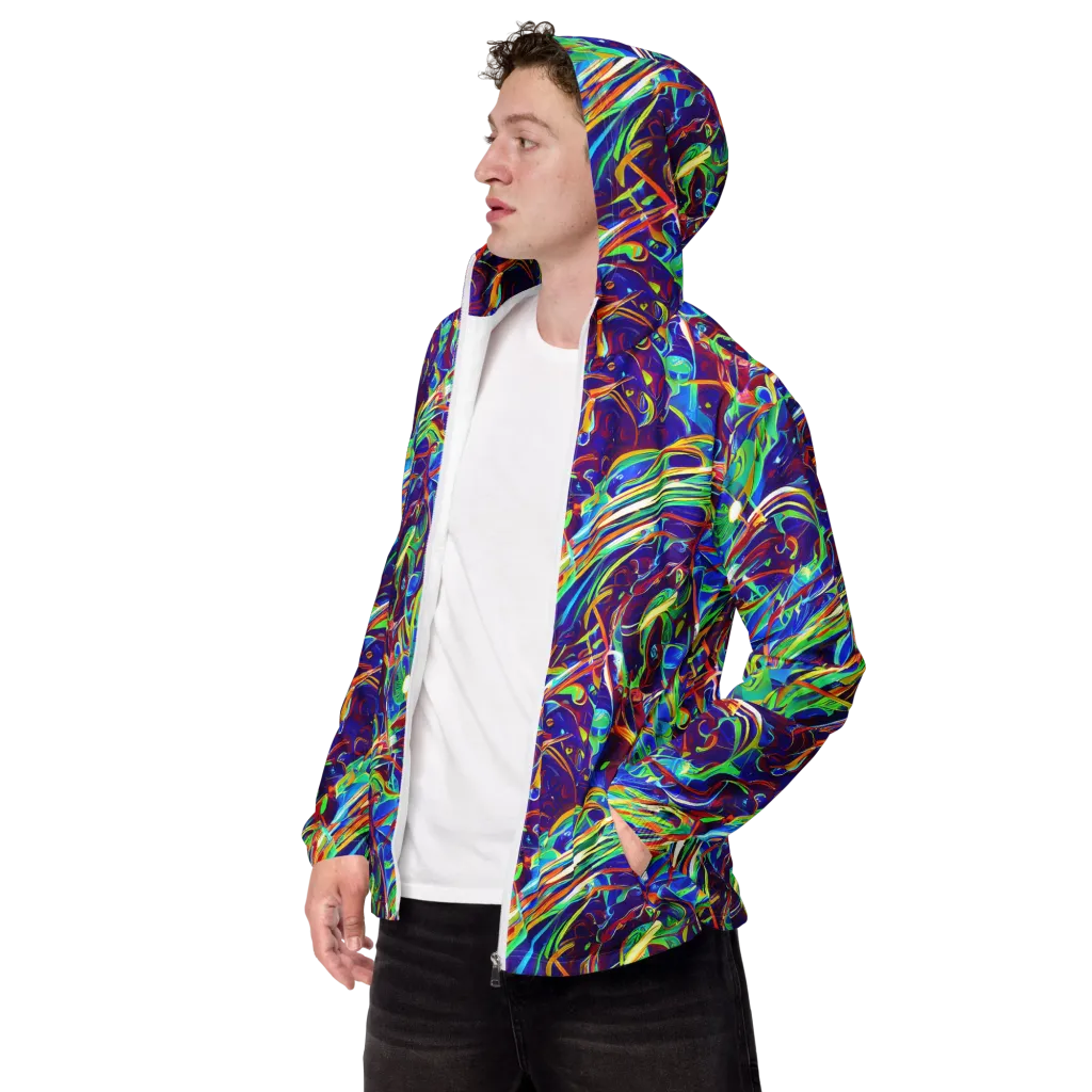 Limefire Currents on Men's Windbreaker — Left Front