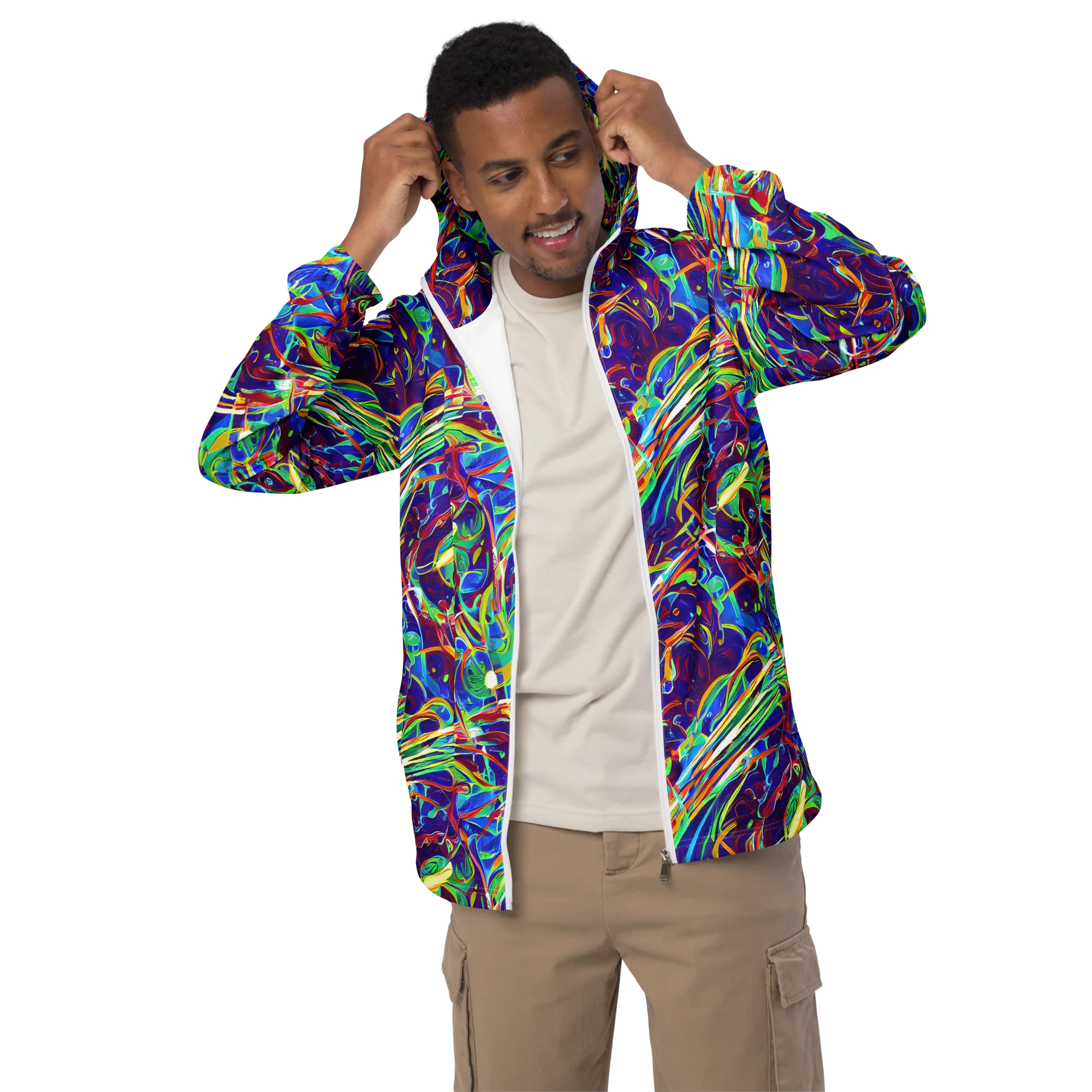 Limefire Currents on Men's Windbreaker — Front