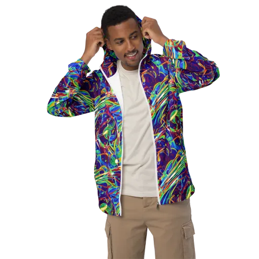 Limefire Currents on a Men's Windbreaker