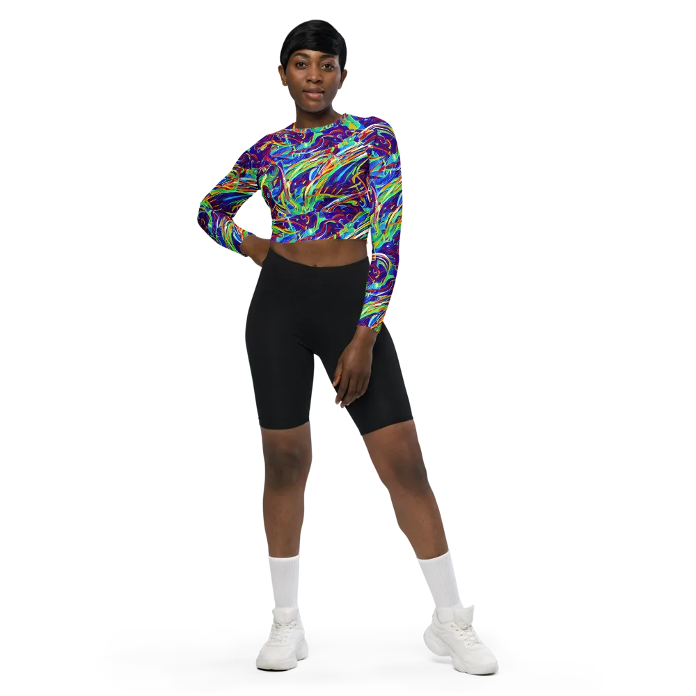 Limefire Currents on Long Sleeve Crop Top — Front
