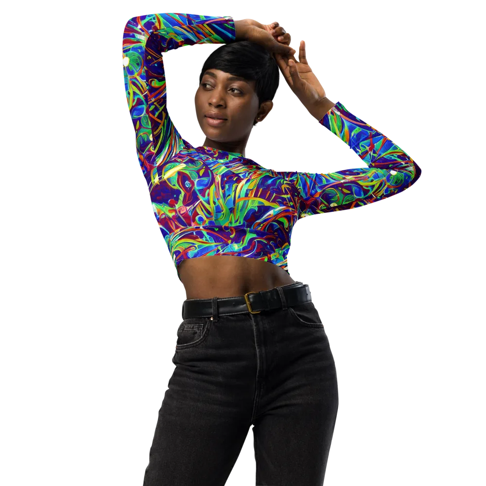 Limefire Currents on Long Sleeve Crop Top — Front