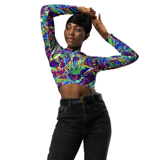 Limefire Currents on a Long Sleeve Crop Top